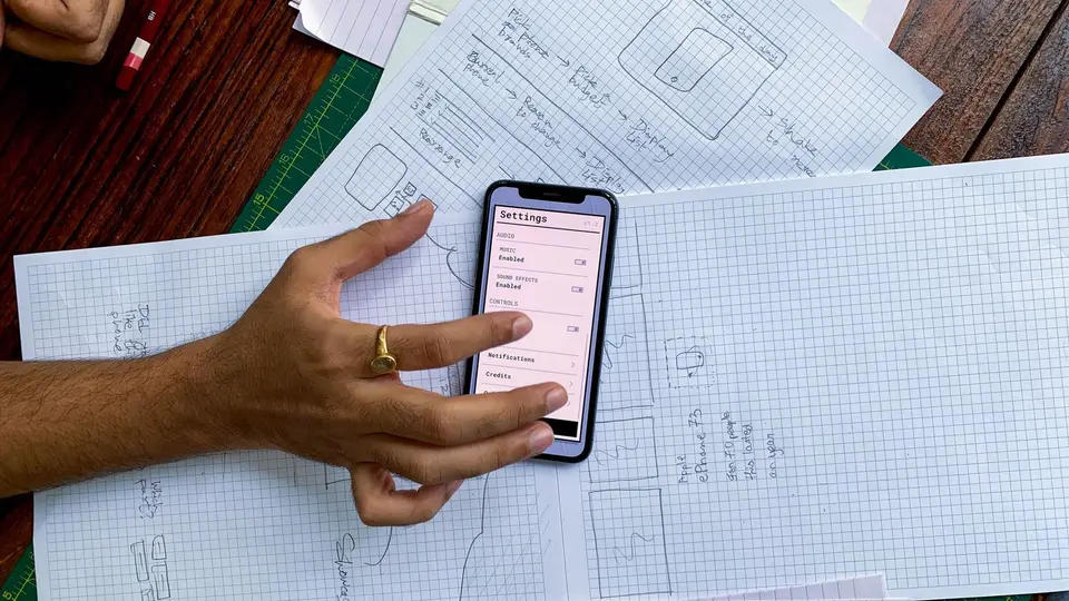Visual drag-and-drop workflow builder interface designing a complete web application