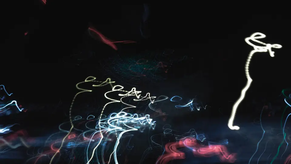 Abstract glowing neural synapses transmitting electrical impulse signals